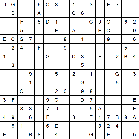 Sudoku 16x16 - Hard