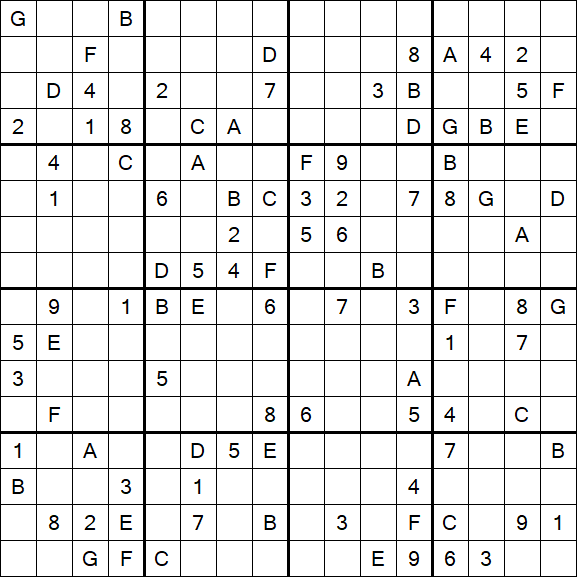 Sudoku 16x16 - Hard