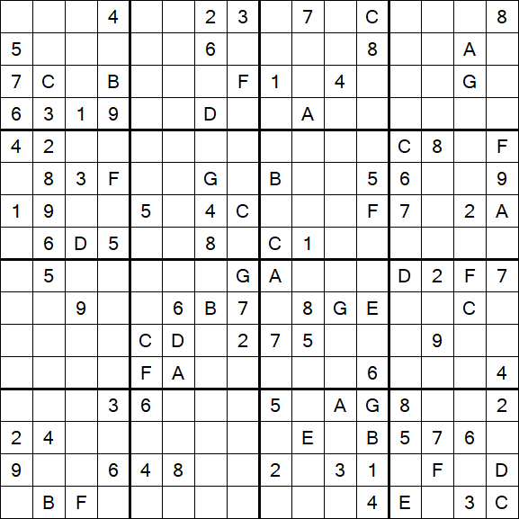 Sudoku 16x16 - Hard