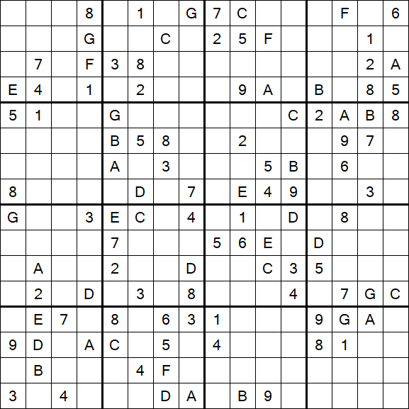 Sudoku 16x16 - Hard