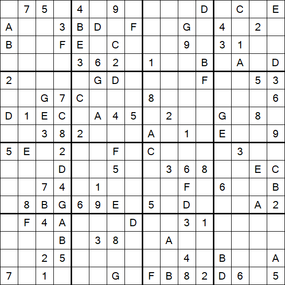 Sudoku 16x16 - Hard