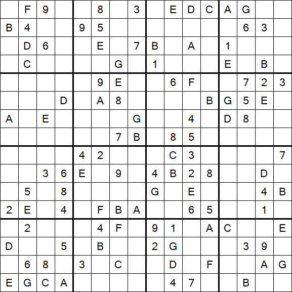 Sudoku 16x16 - Hard