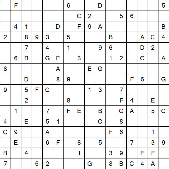 Sudoku 16x16 - Hard