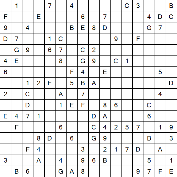 Sudoku 16x16 - Hard