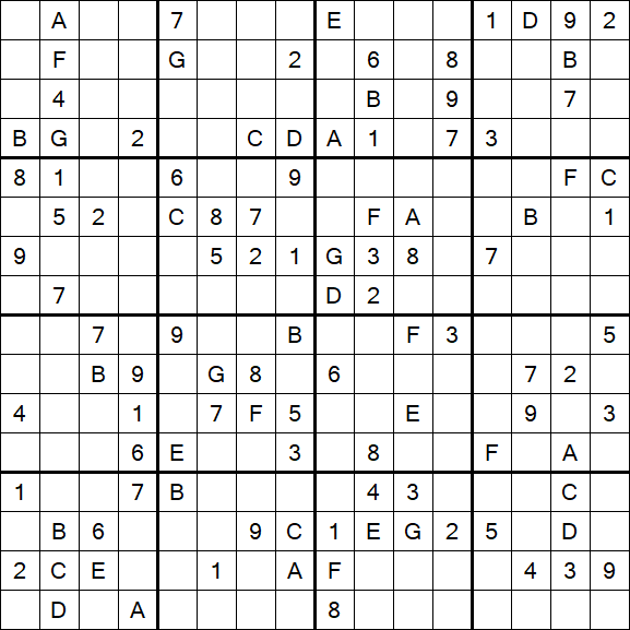 Sudoku 16x16 - Hard