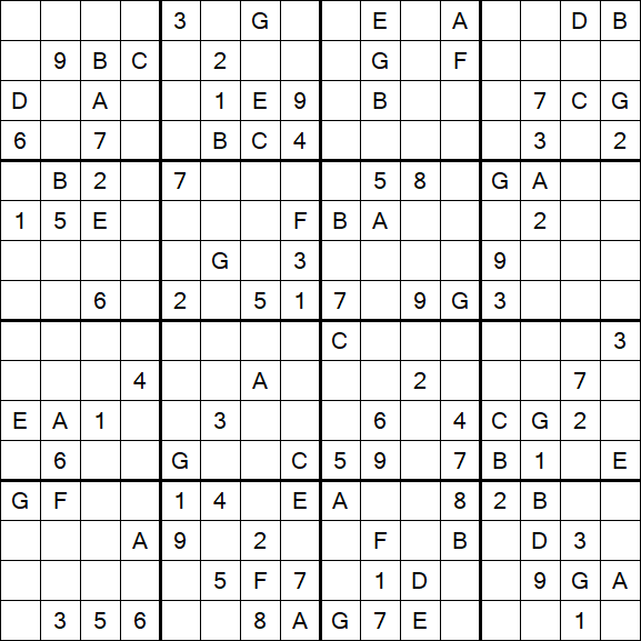 Sudoku 16x16 - Hard