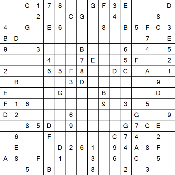 Sudoku 16x16 - Hard