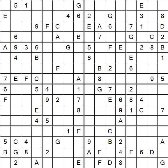 Sudoku 16x16 - Hard