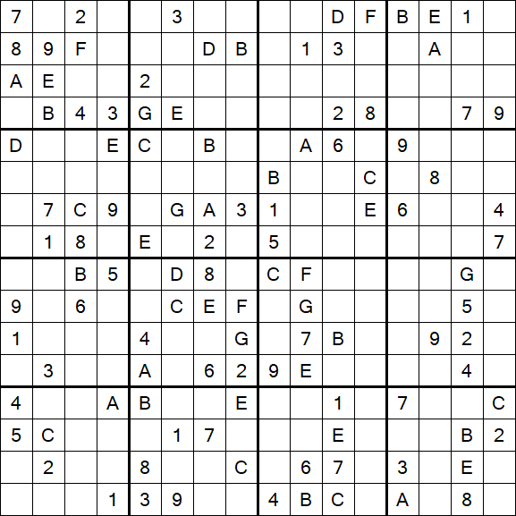 Sudoku 16x16 - Hard