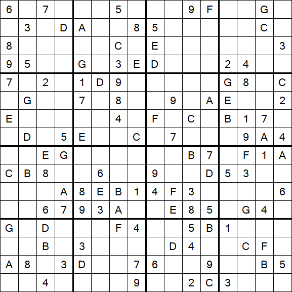 Sudoku 16x16 - Hard