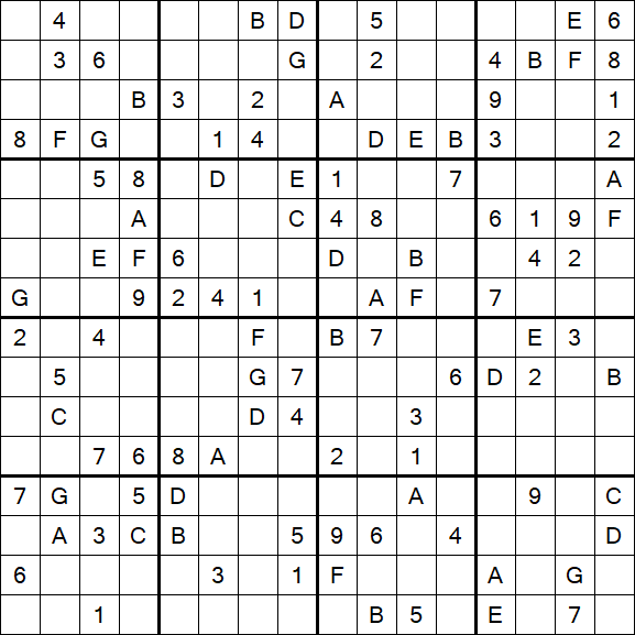 Sudoku 16x16 - Difficile