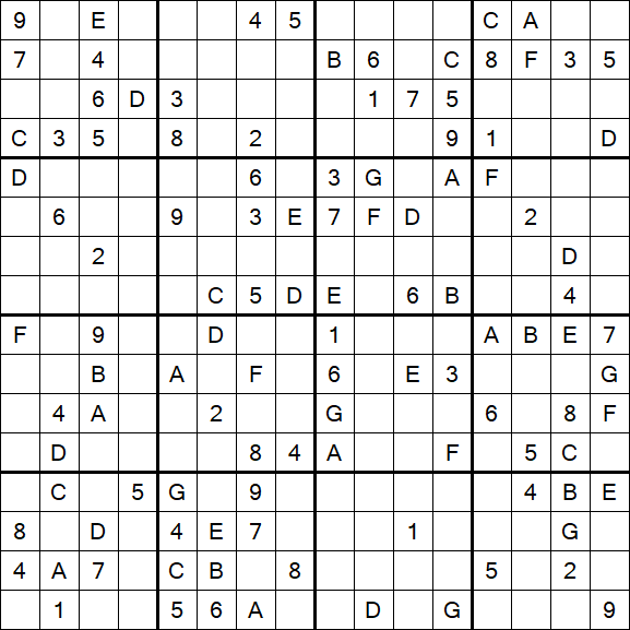 Sudoku 16x16 - Difficile