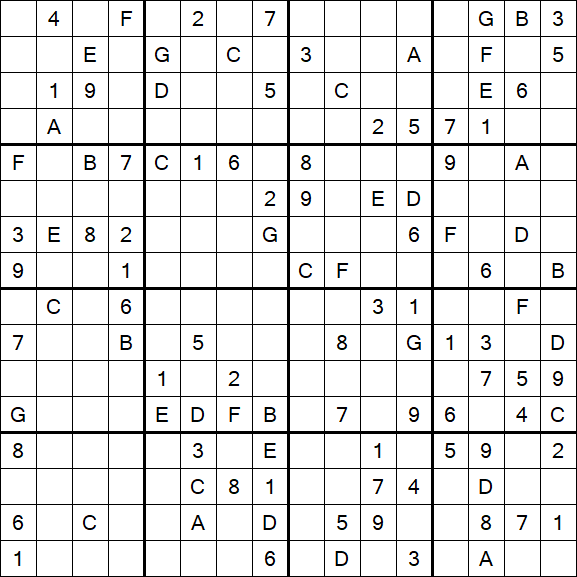 Sudoku 16x16 - Difficile