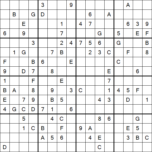 Sudoku 16x16 - Hard