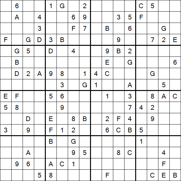 Sudoku 16x16 - Difficile