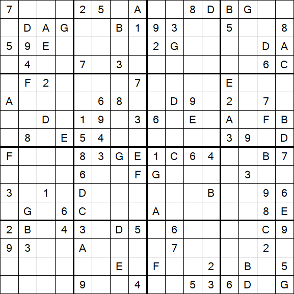 Sudoku 16x16 - Difficile