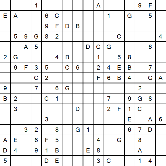 Sudoku 16x16 - Difficile