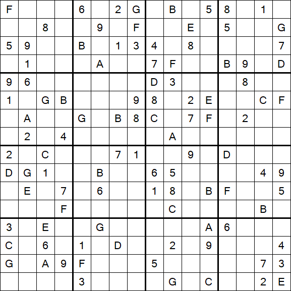 Sudoku 16x16 - Difficile