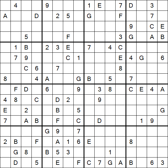 Sudoku 16x16 - Difficile