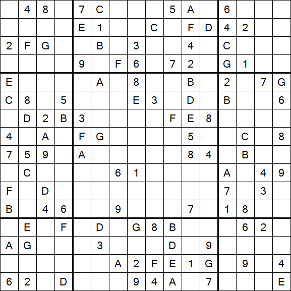 Sudoku 16x16 - Difficile