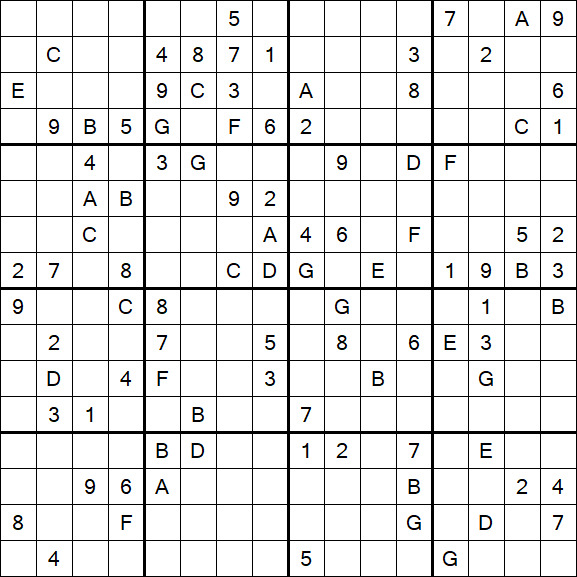 Sudoku 16x16 - Difficile