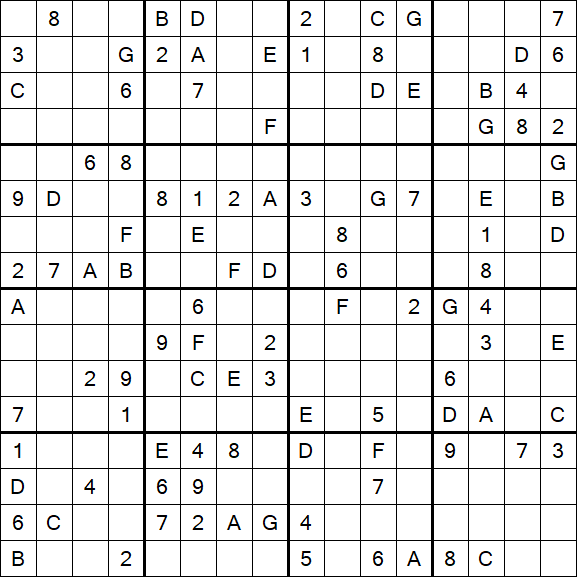 Sudoku 16x16 - Difficile