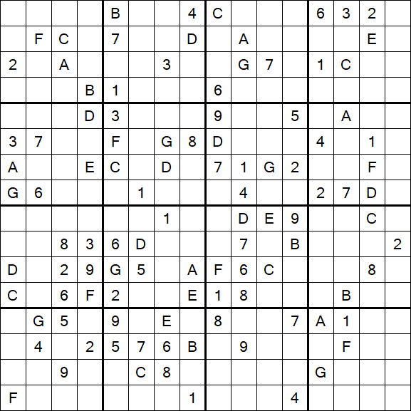 Sudoku 16x16 - Difficile