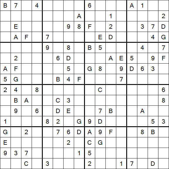 Sudoku 16x16 - Hard