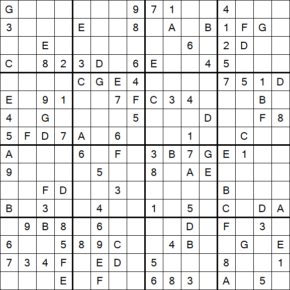 Sudoku 16x16 - Difficile