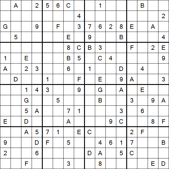 Sudoku 16x16 - Difficile