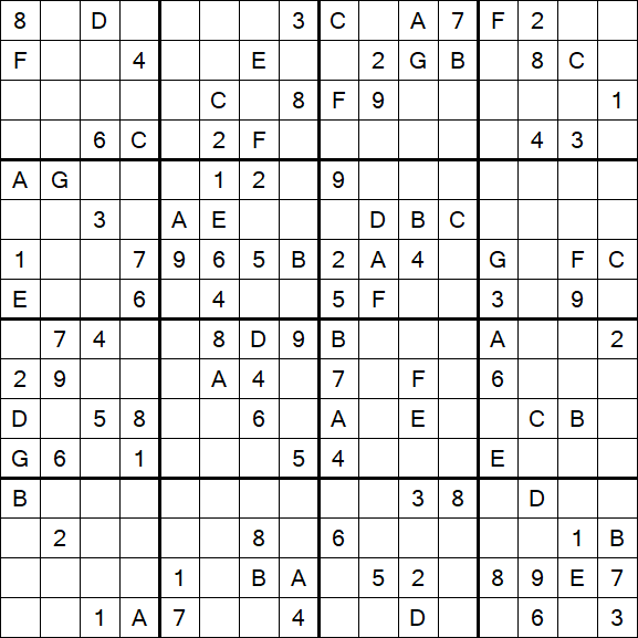 Sudoku 16x16 - Difficile