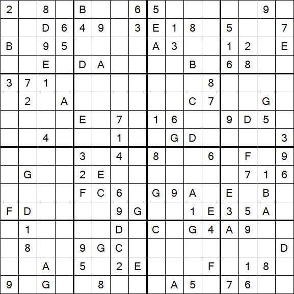 Sudoku 16x16 - Difficile