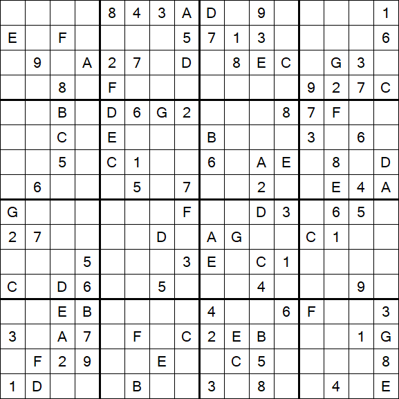 Sudoku 16x16 - Difficile