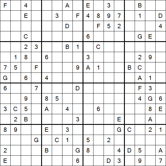 Sudoku 16x16 - Difficile