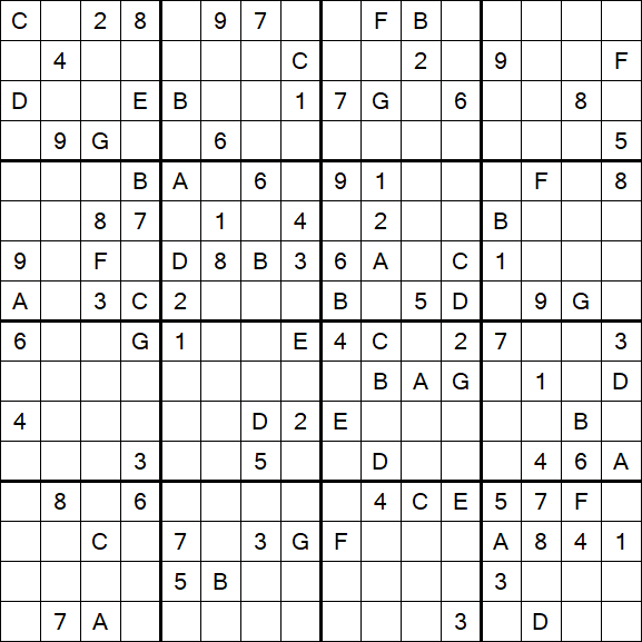 Sudoku 16x16 - Difficile