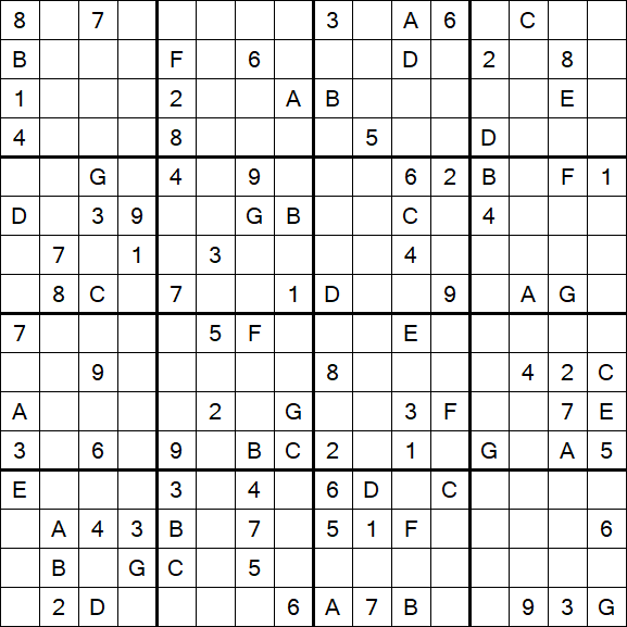 Sudoku 16x16 - Difficile
