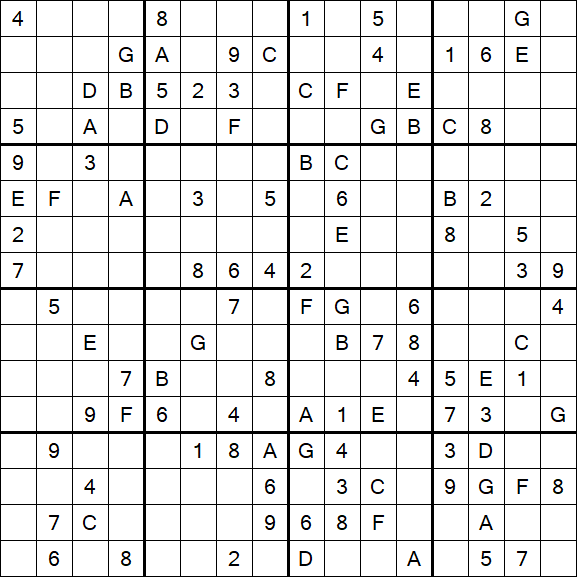 Sudoku 16x16 - Difficile