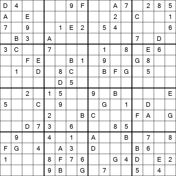 Sudoku 16x16 - Difficile