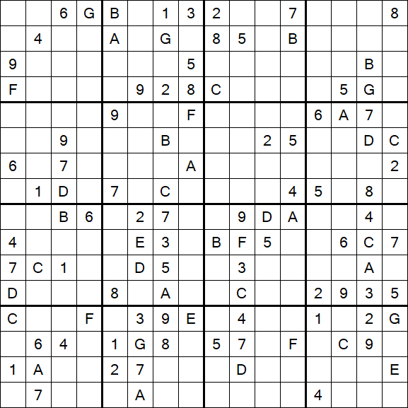 Sudoku 16x16 - Difficile