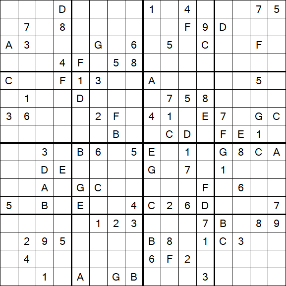 Sudoku 16x16 - Difficile