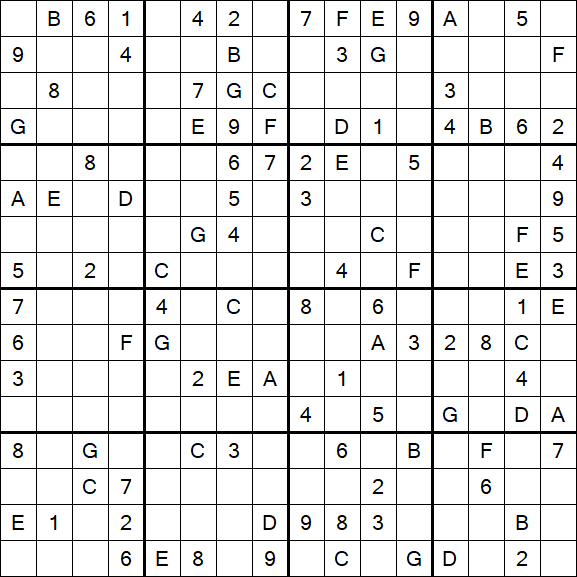 Sudoku 16x16 - Difficile
