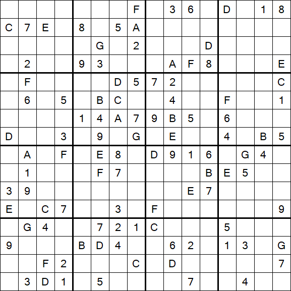 Sudoku 16x16 - Hard