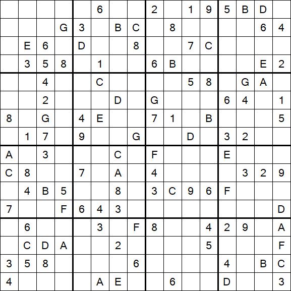 Sudoku 16x16 - Hard
