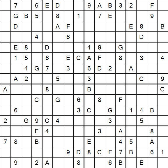Sudoku 16x16 - Hard