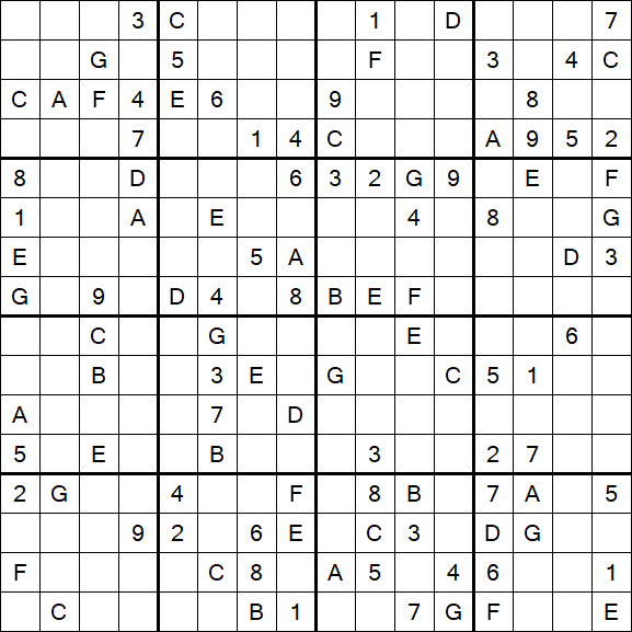 Sudoku 16x16 - Hard