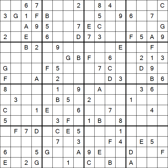 Sudoku 16x16 - Hard
