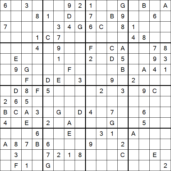 Sudoku 16x16 - Hard