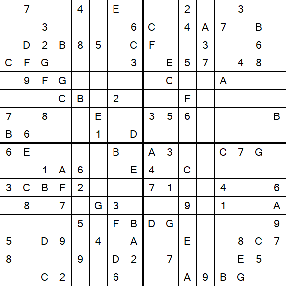 Sudoku 16x16 - Hard
