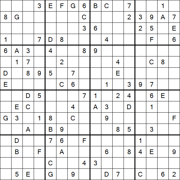 Sudoku 16x16 - Hard