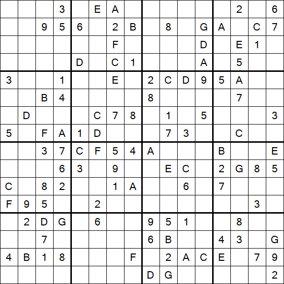 Sudoku 16x16 - Hard